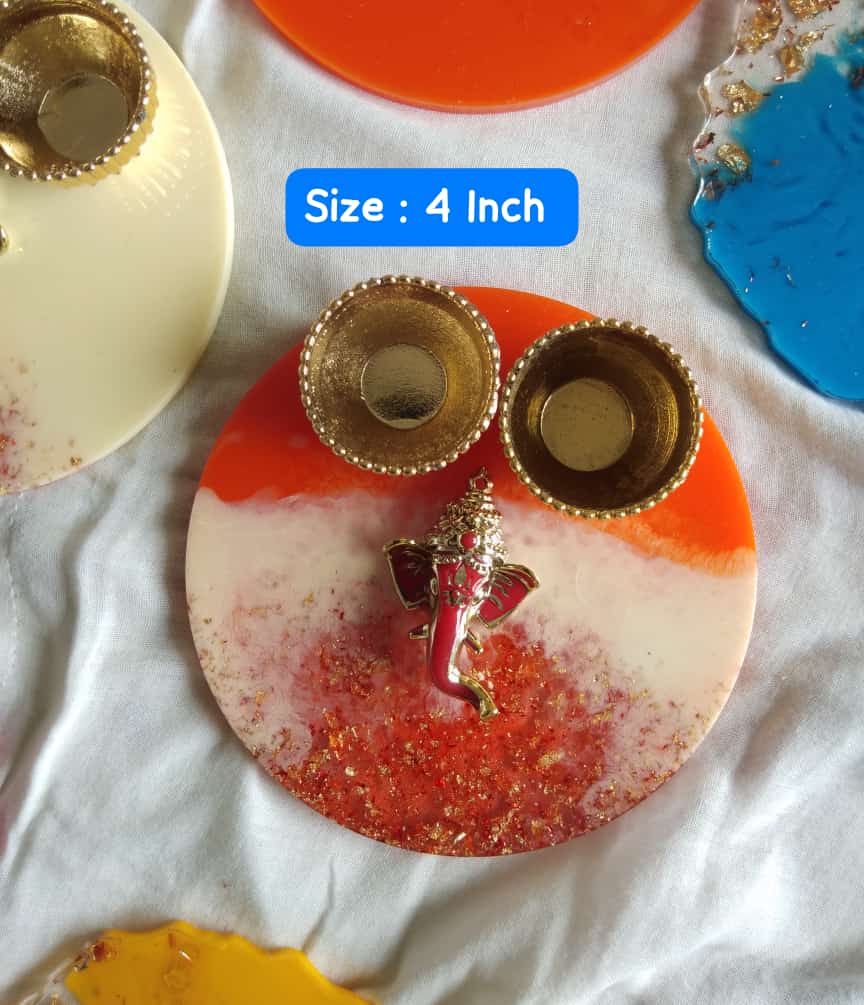 Exclusive Resin Kumkum Haldi/ Chawal Platter - Pooja Platter/ Thali