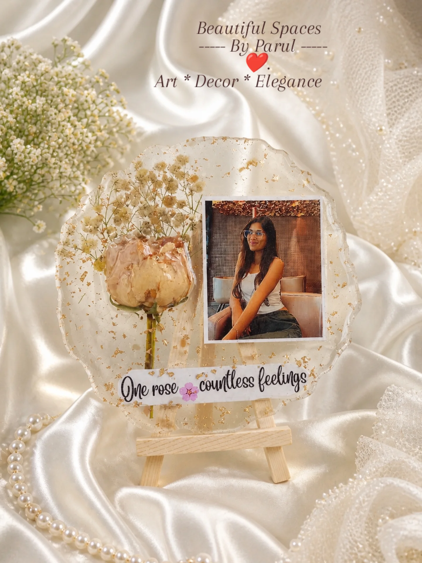 Rose Preservation Resin Photo Frame  - Flower, Varmala Preservation 
