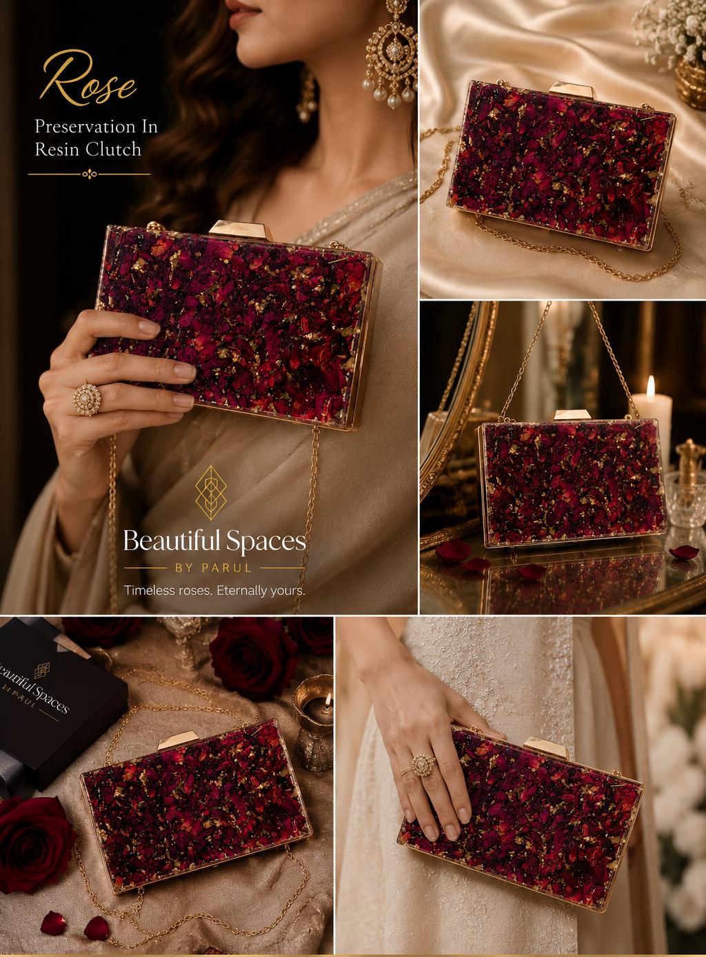 Resin Clutch - Rose Preservation  - Flower, Varmala Preservation 