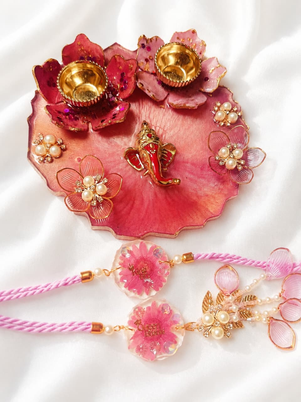 Luxury Red Tilak Platter with Couple Rakhi Pair  - luxury Hamper
