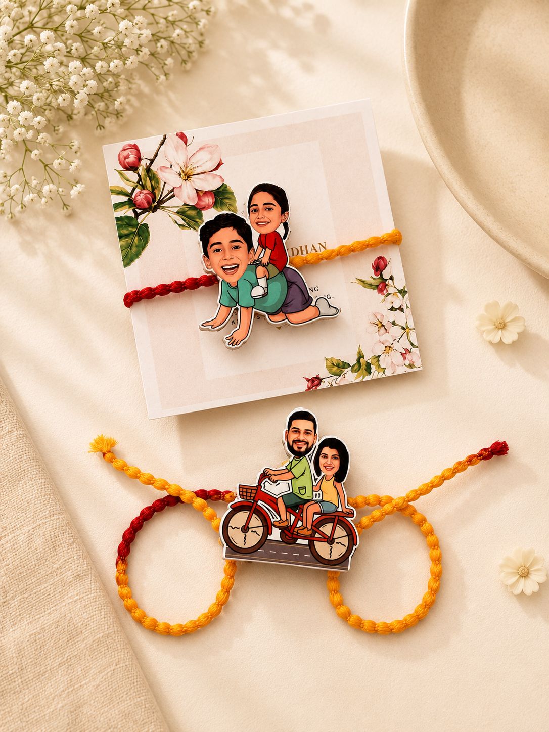 🧲 Magnetic Caricature Rakhis – Personalized with Love! ❤️ - Kids Rakhi 