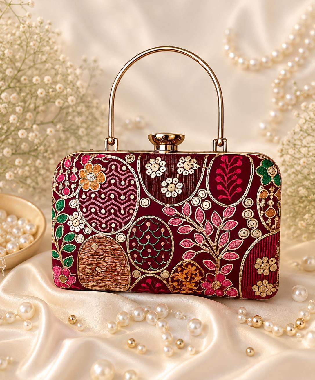 Ethnic Maroon Clutch - Clutch, Potli Bag