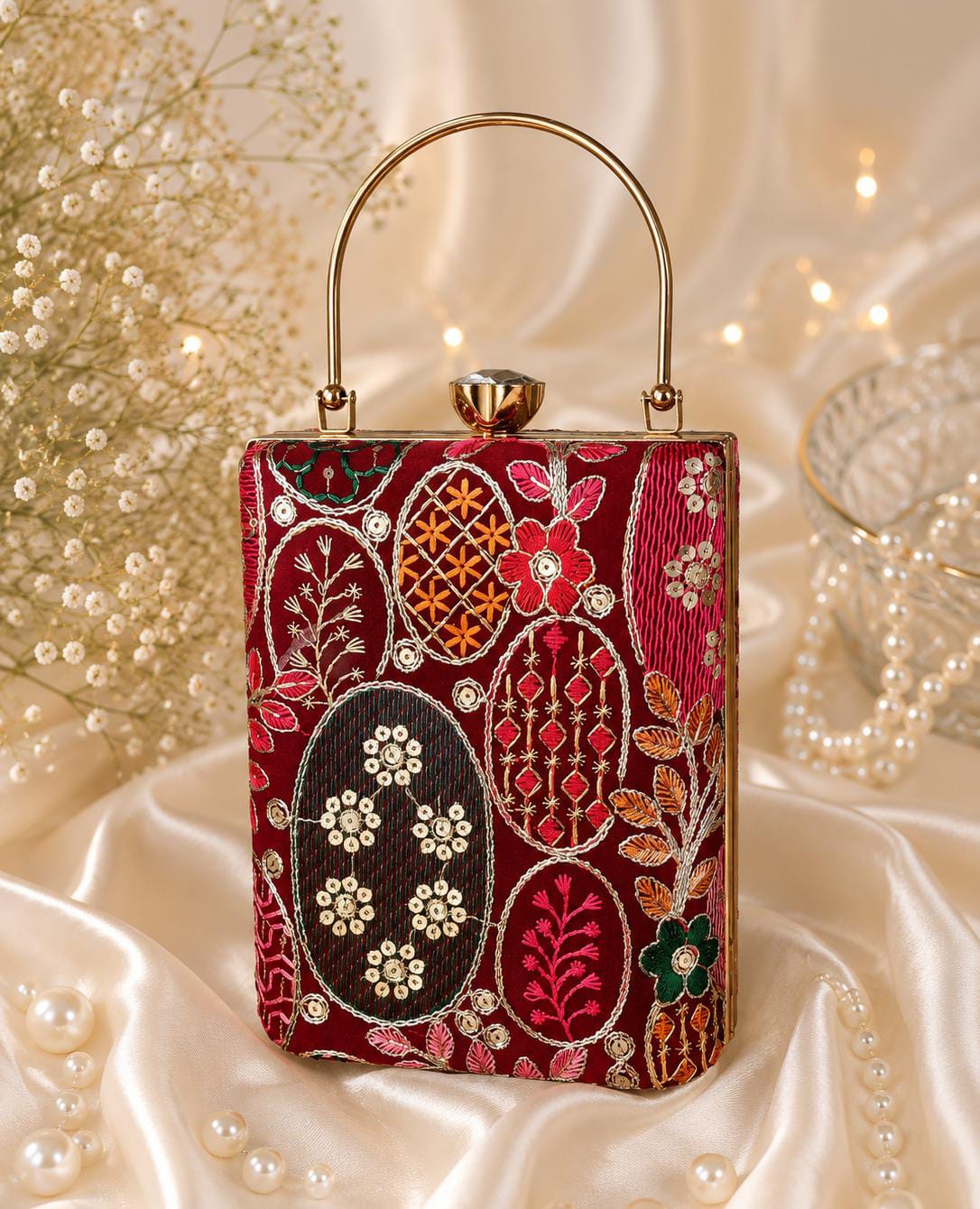 Ethnic Maroon Clutch - Clutch, Potli Bag