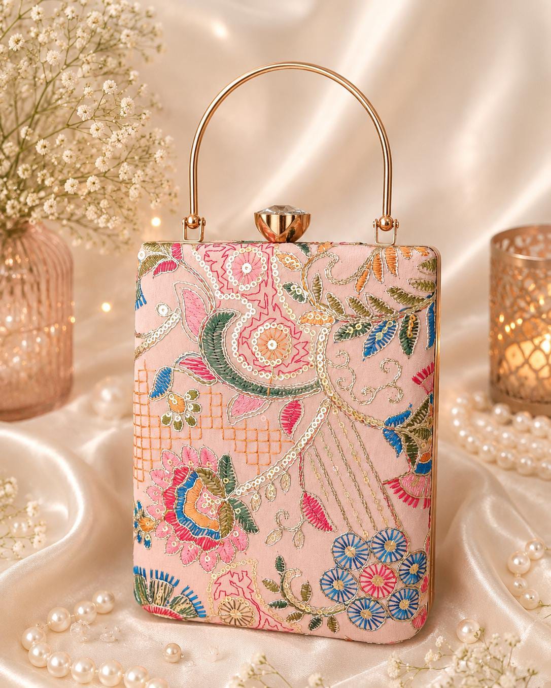 Ethnic Peach Clutch  - Clutch, Potli Bag