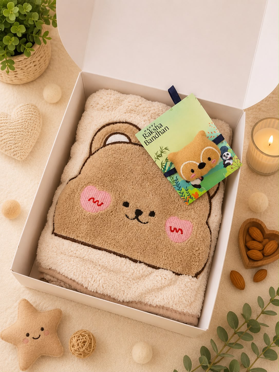 🧸 Personalized Baby Towel with Toy Rakhi 🧸 - Kids Rakhi 