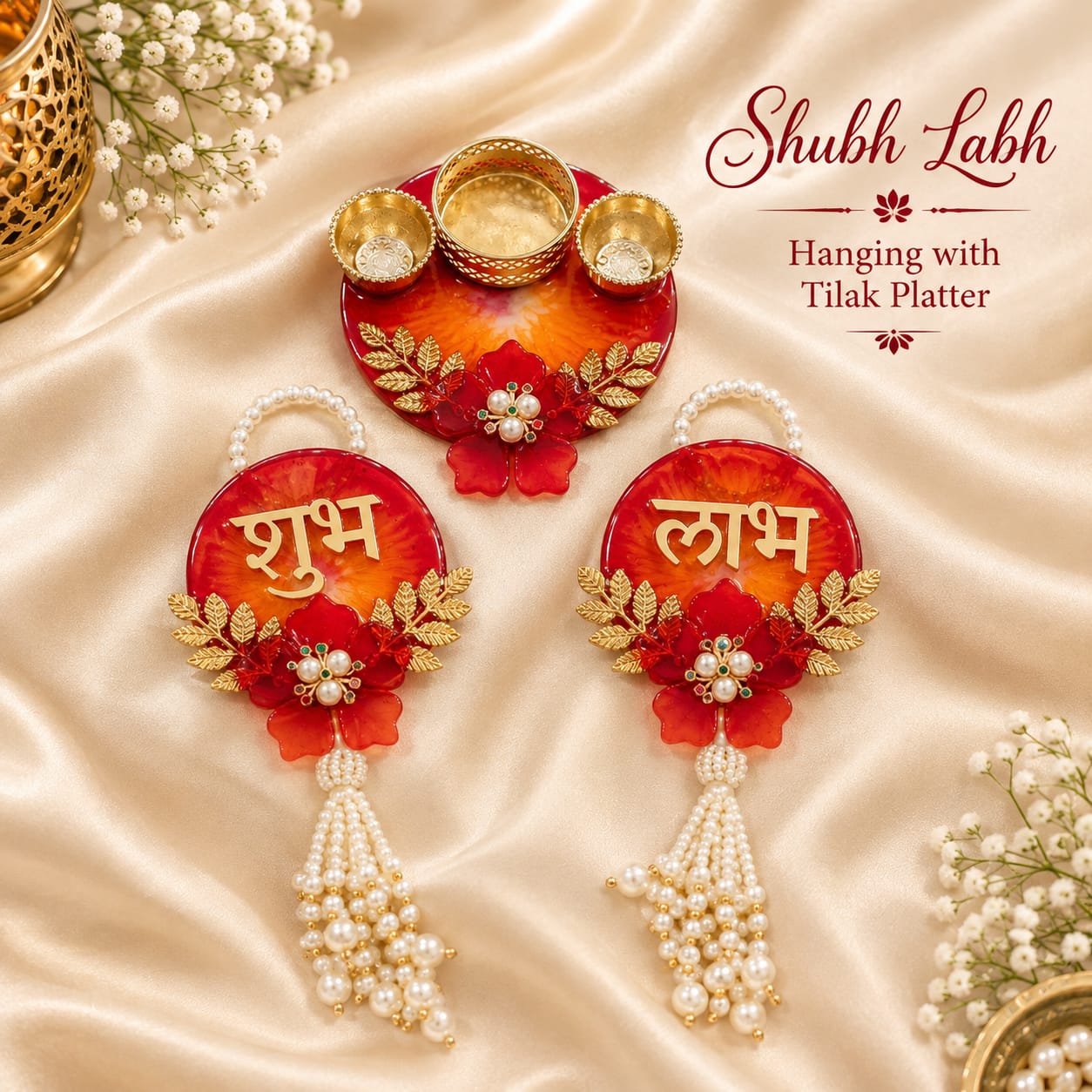 Shubh Labh Hanging with T-Light Candle Holder | Gift Hamper - Premium Hamper