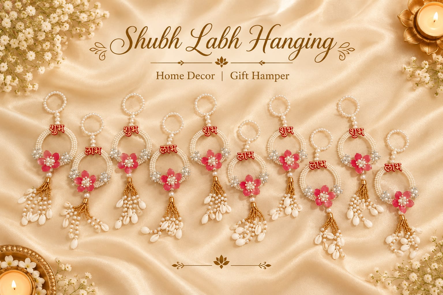 Red Shubh Labh Hanging – Elegant Home Décor & Festive Gift Hamper - Shubh Labh Collection