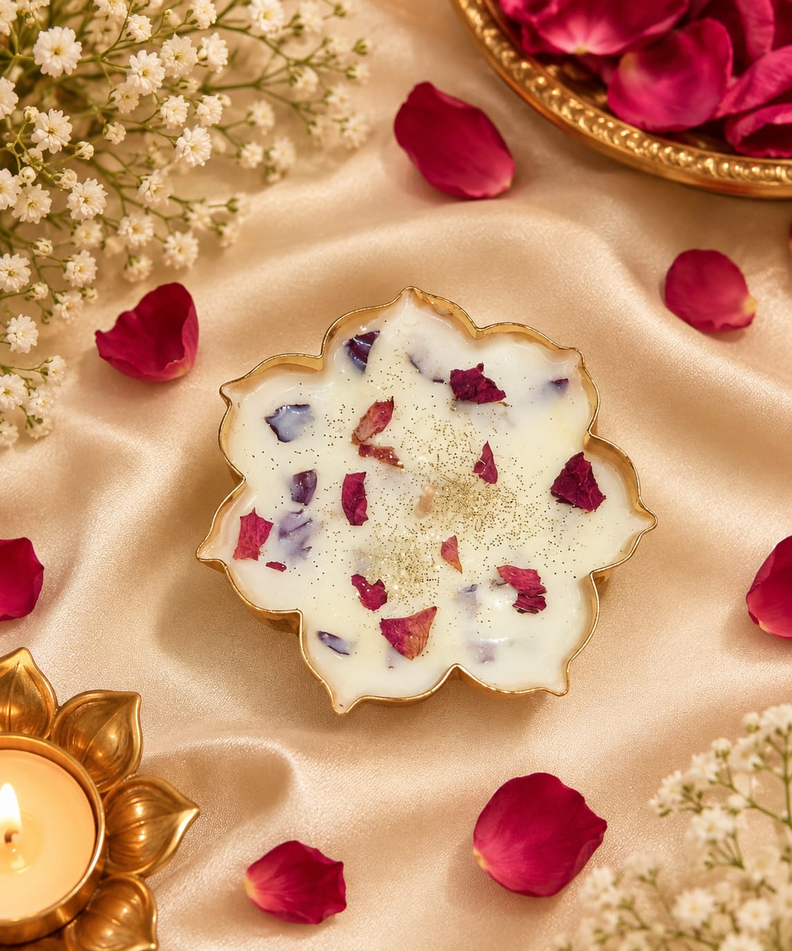 Lotus Urli Wax Candle – 2.5 Inch | Handmade Floral Scented Candle - Urli Candle