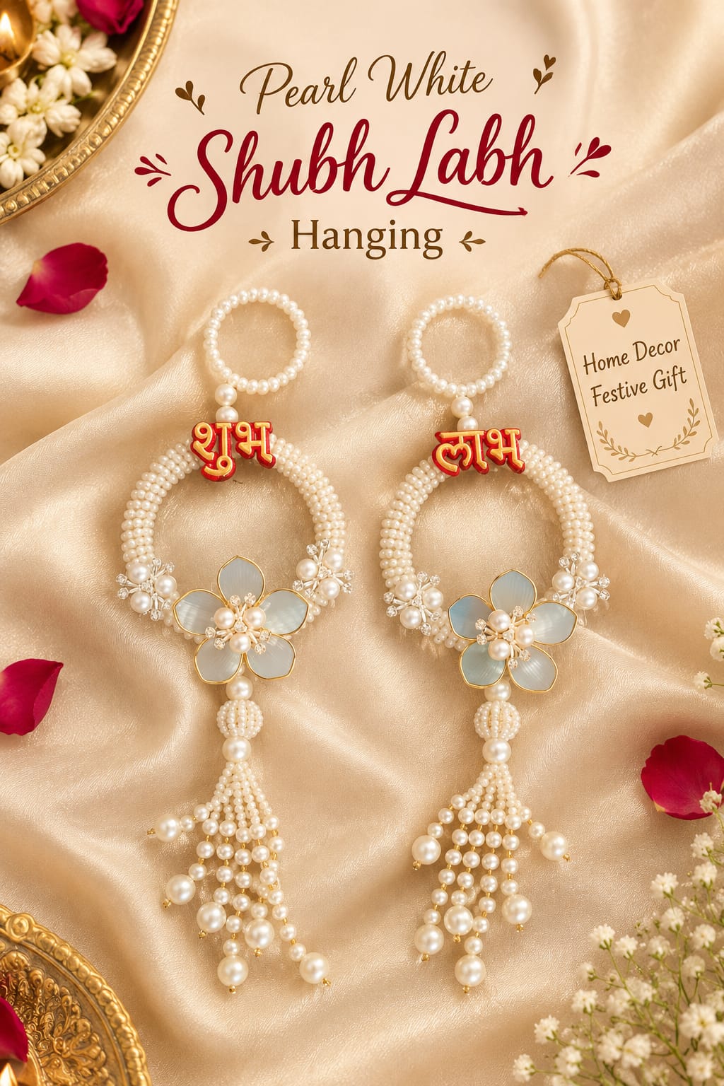 Blue Shubh Labh Hanging – Elegant Home Décor & Festive Gift Hamper ( Pair of 2)  - Shubh Labh Collection